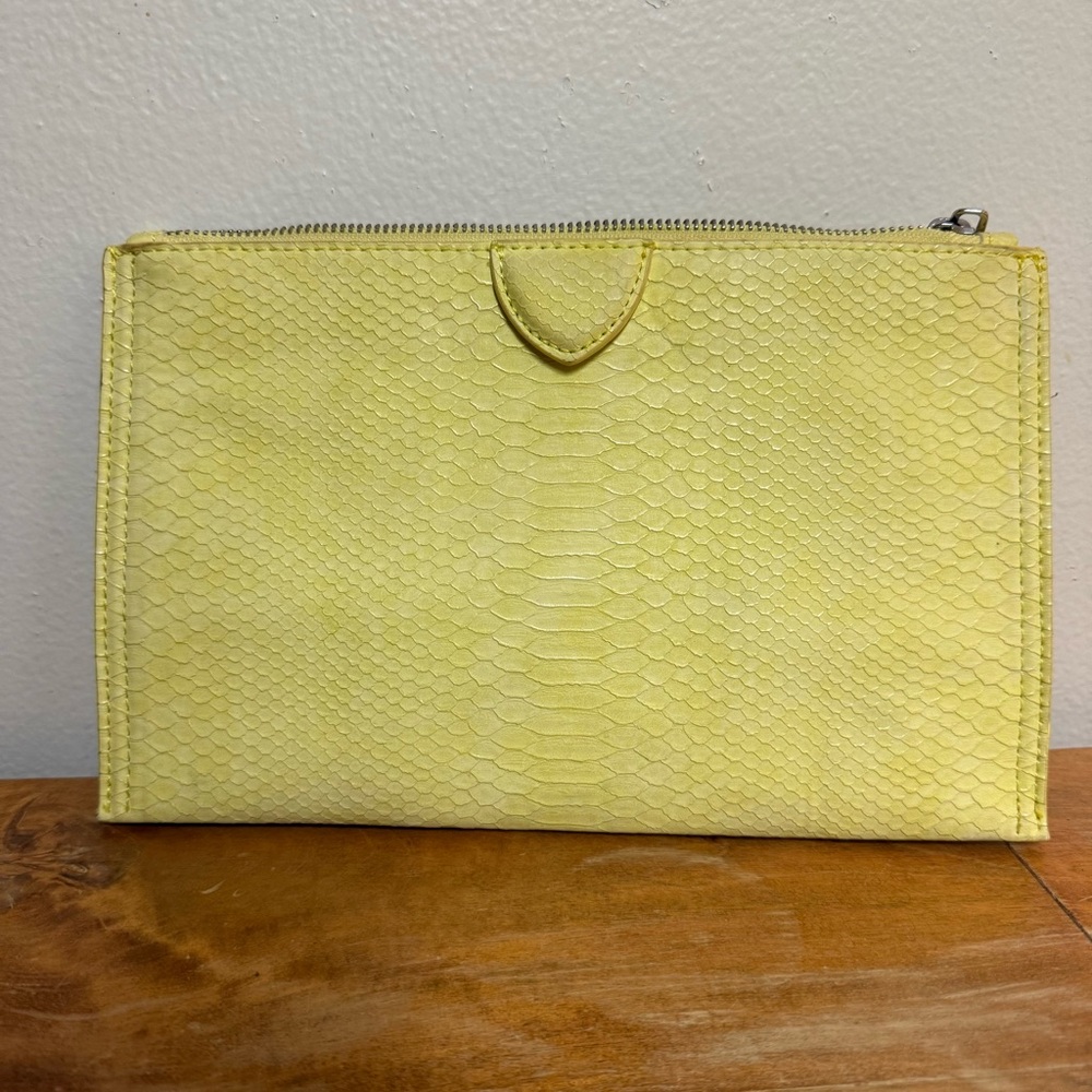 Yellow Faux Snakeskin Clutch